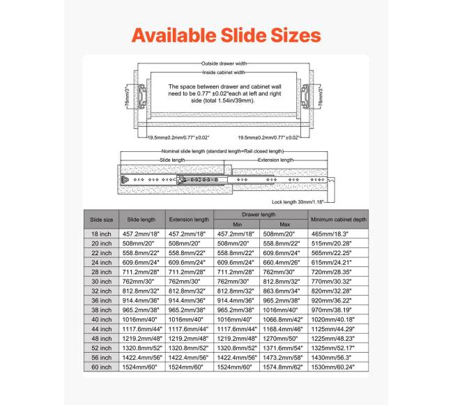 Minkšti uždarymo stalčių bėgeliai, 46-152 cm5