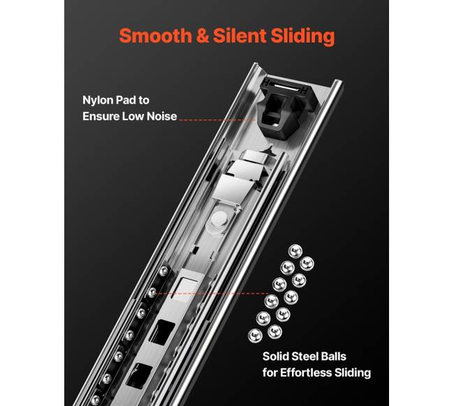 Pora minkštai uždaromų stalčių bėgelių 16-60 colių3