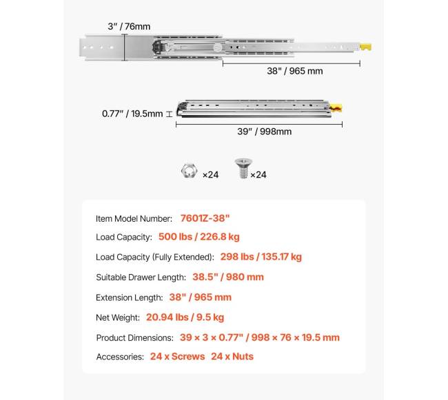 1 pora 460–1524 mm stalčių bėgių su pritraukimu6