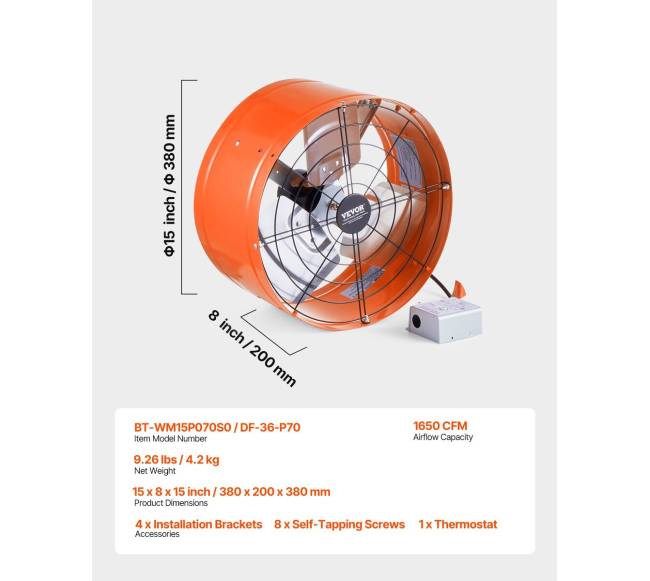 15 colių ventiliatorius pastogei su termostatu6