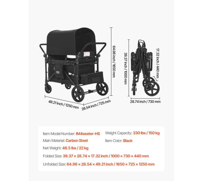 Vežimėlis keturiems vaikams sulankstomas6