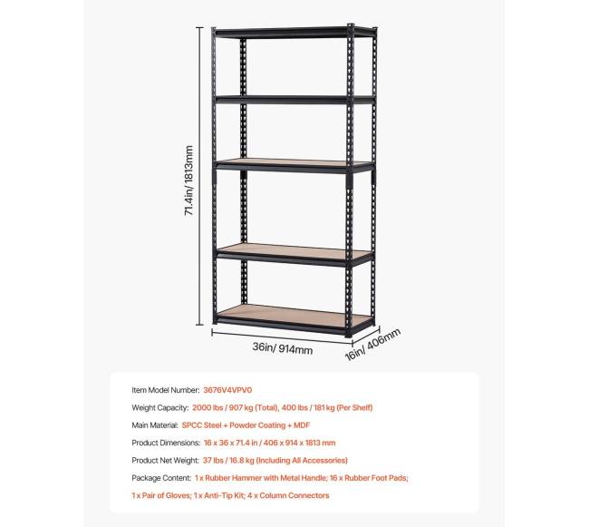 Sandėliavimo lentynos 16 x 36 x 71,4 cm6