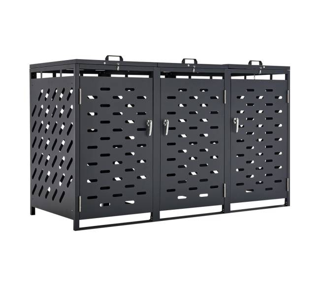 Šiukšliadėžių laikymo dėžė su grandinės dangčiu0