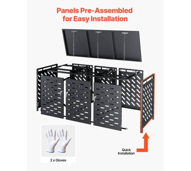 Šiukšliadėžių laikymo dėžė su grandinės dangčiu2