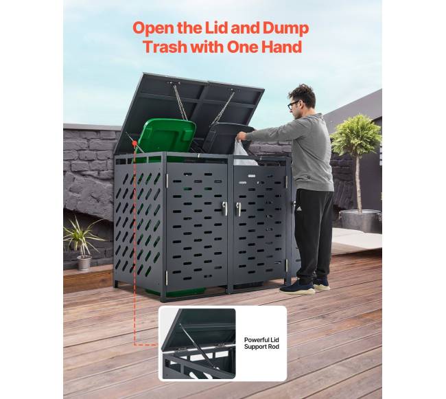 Šiukšliadėžių laikymo dėžė su grandinės dangčiu5