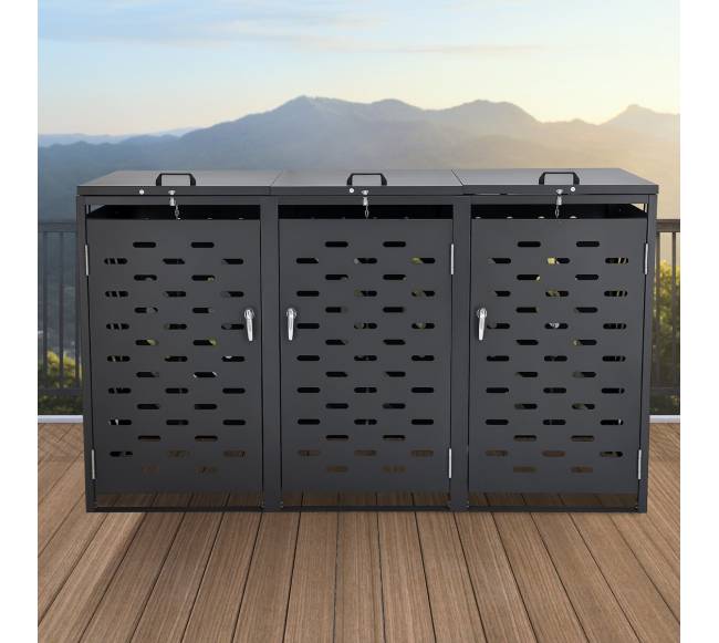 Šiukšliadėžių laikymo dėžė su grandinės dangčiu7