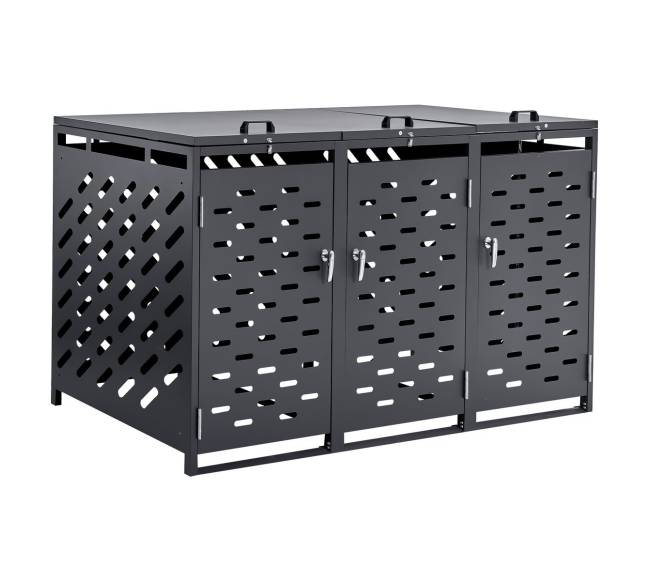 Šiukšliadėžių laikymo dėžė su grandinės dangčiu9