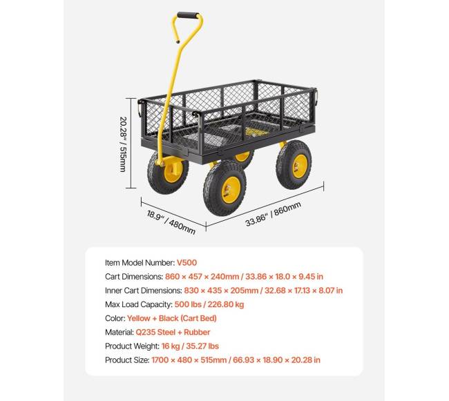 Plieninė sodo vėžimėlis vežimėlis 226 kg talpos6