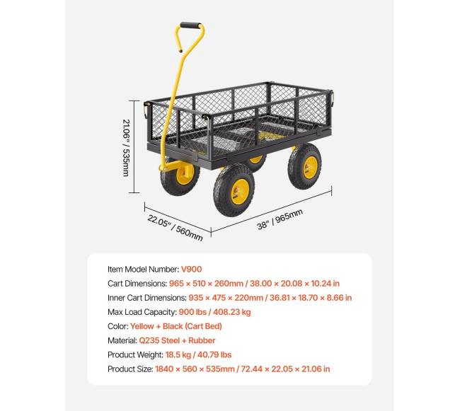 Plieninė sodo vežimėlis 408 kg talpa6