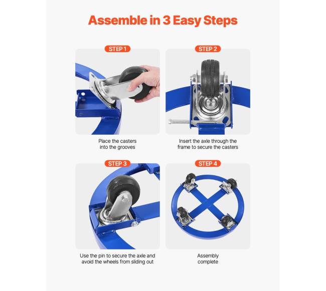 55 galonų statinės vežimėlis su 4 ratukais4