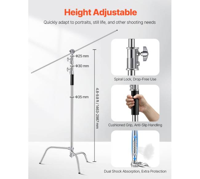 Fotografinis stovas c 330 cm iš nerūdijančio plieno2