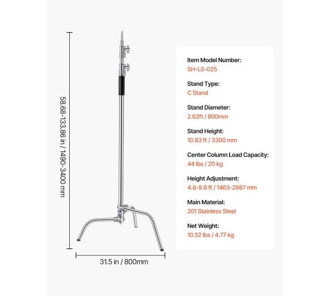 Fotografinis stovas c 330 cm iš nerūdijančio plieno6