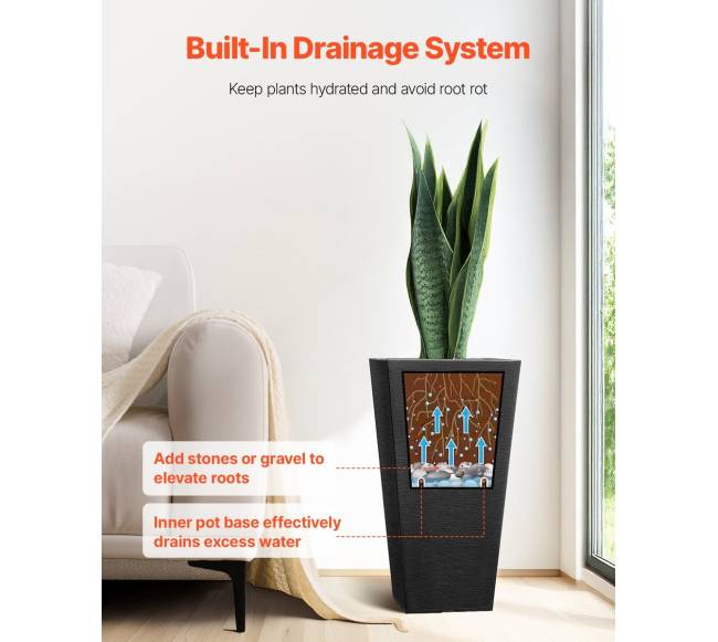 Aukštaus vazonų dviejų kvadratinių komplektas3