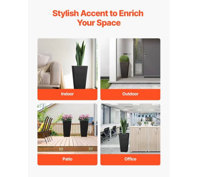 Aukštaus vazonų dviejų kvadratinių komplektas4