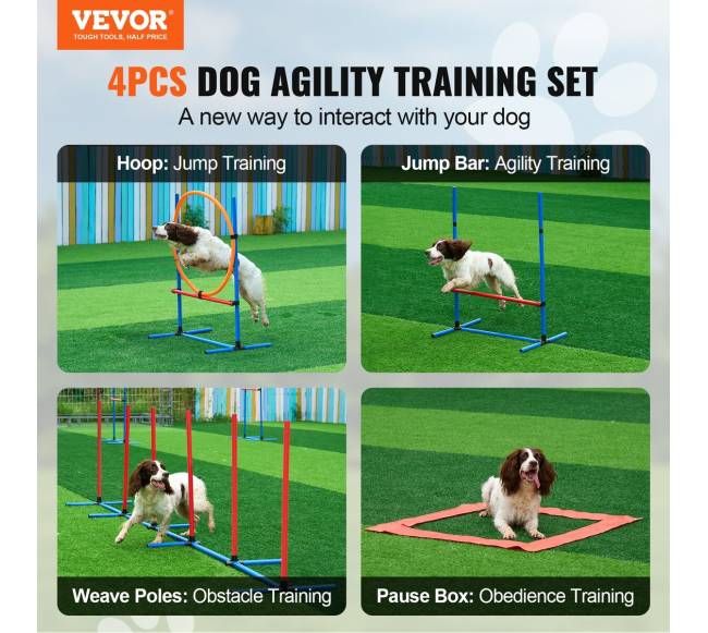 Šunų vikrumo treniruočių įranga 4 dalių rinkinys1