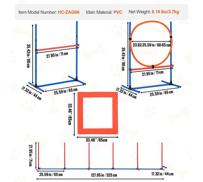 Šunų vikrumo treniruočių įranga 4 dalių rinkinys6