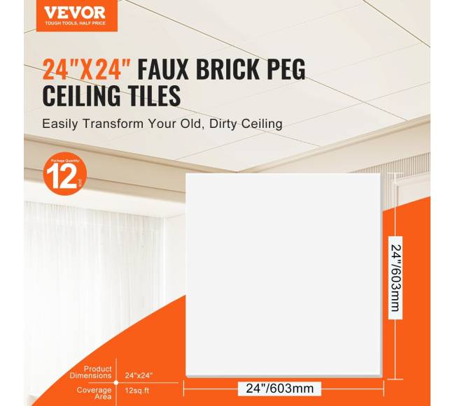 Baltos lubų plytelės iš pvc, 12 vnt.1