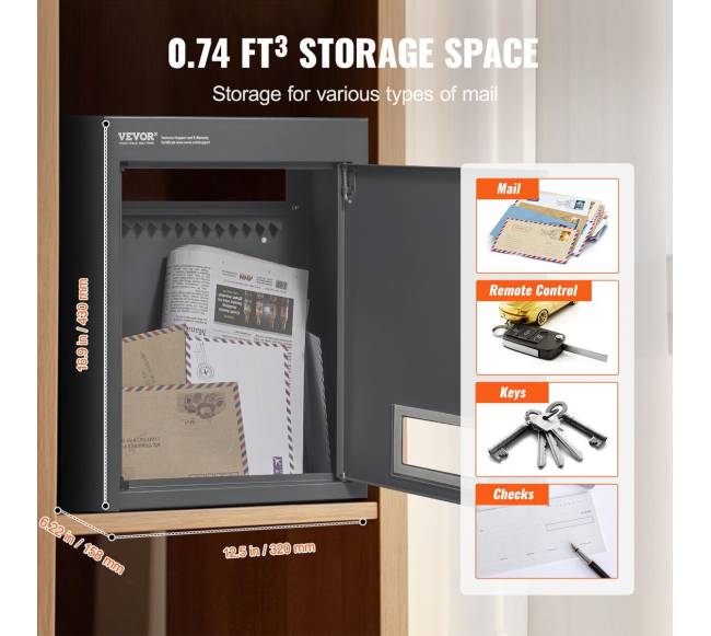 Per sieną montuojama pašto dėžutė su kodiniu užraktu2