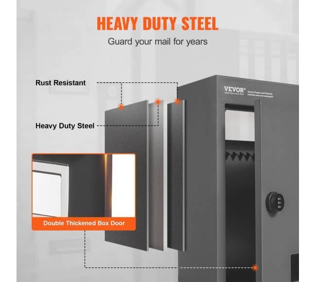 Per sieną montuojama pašto dėžutė su kodiniu užraktu3