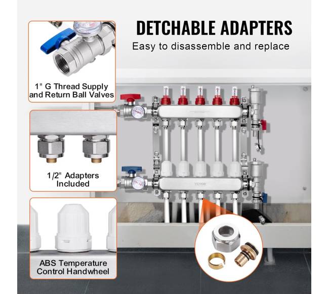 5 atšakų šilumos kolektorius grindų šildymui2
