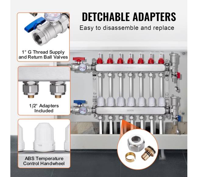 7 šakų grindų šildymo kolektorius PEX vamzdžiams2