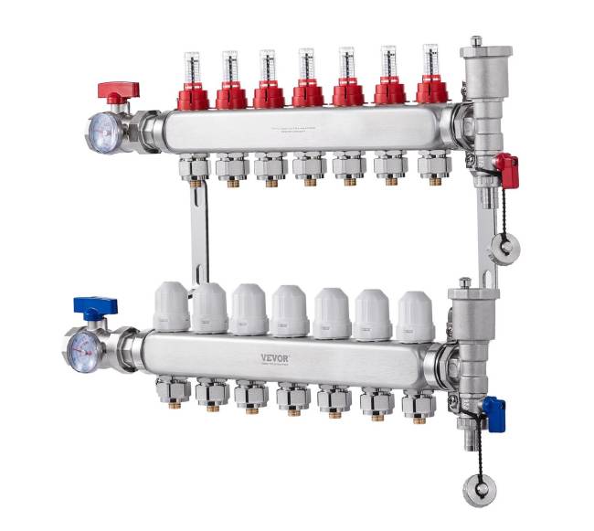 7 šakų grindų šildymo kolektorius PEX vamzdžiams10
