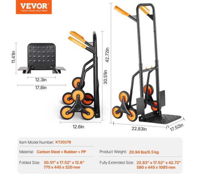 Laiptų kopimo vežimėlis su 6 ratais6