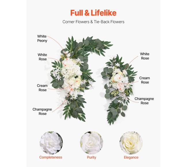 Dirbtinių vestuvinių arkų gėlių komplektas4