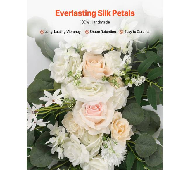 Dirbtinės vestuvių arkos gėlių rinkinys baltas3