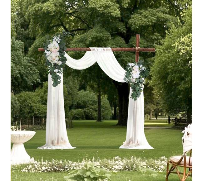 Dirbtinės vestuvių arkos gėlių rinkinys baltas7