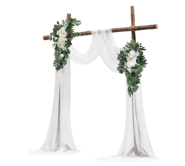 Dirbtinės vestuvių arkos gėlių rinkinys baltas9