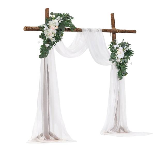 Dirbtinės vestuvių arkos gėlių rinkinys baltas10