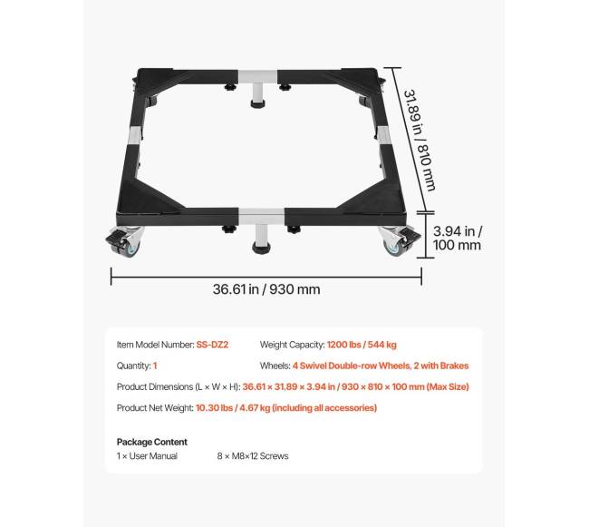 Reguliuojama šaldytuvo vežimėlio bazė 544 kg6