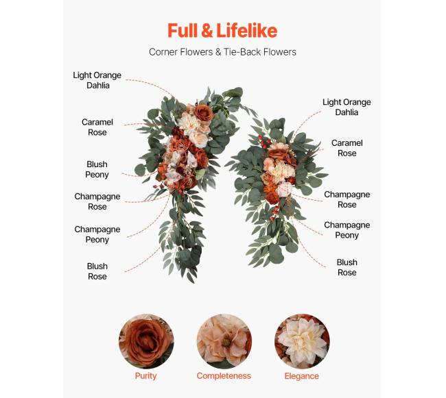 Vestuvinis arkos gėlių rinkinys su užuolaidomis4