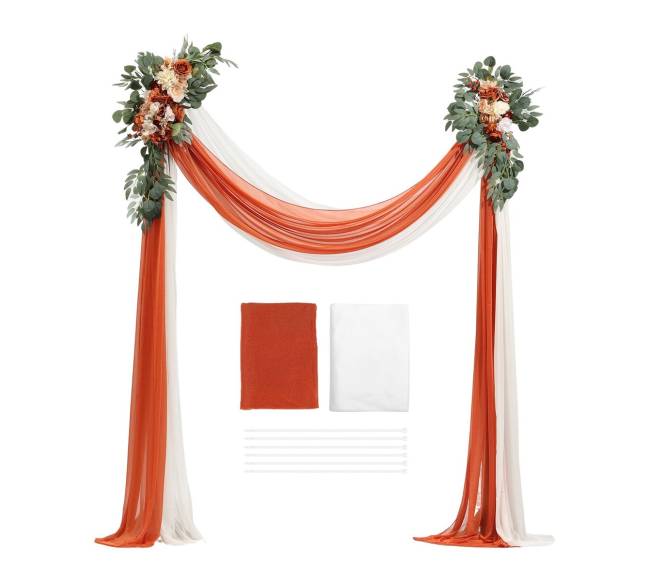 Vestuvinis arkos gėlių rinkinys su užuolaidomis8