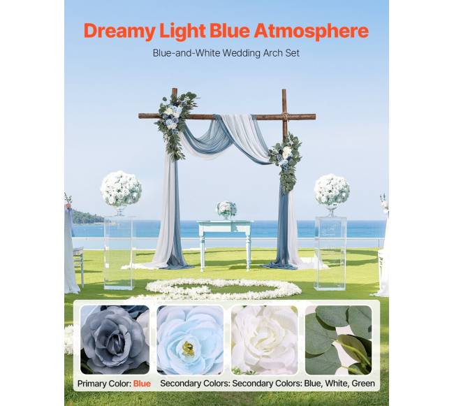 Dirbtinių gėlių rinkinys vestuvių arkai mėlynas1