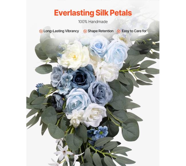 Dirbtinių gėlių rinkinys vestuvių arkai mėlynas3