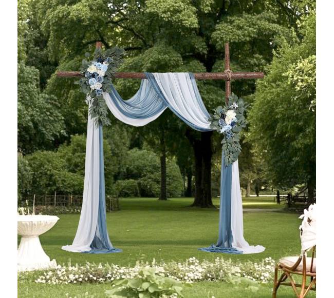 Dirbtinių gėlių rinkinys vestuvių arkai mėlynas7