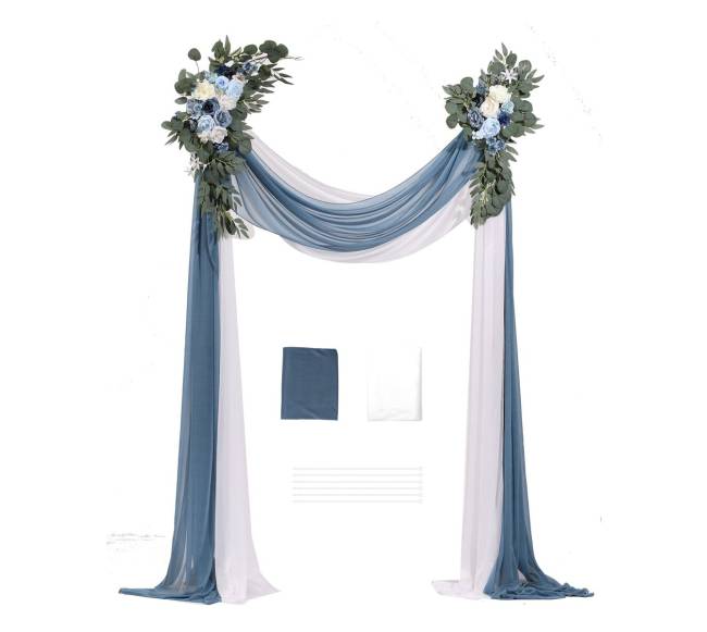 Dirbtinių gėlių rinkinys vestuvių arkai mėlynas8