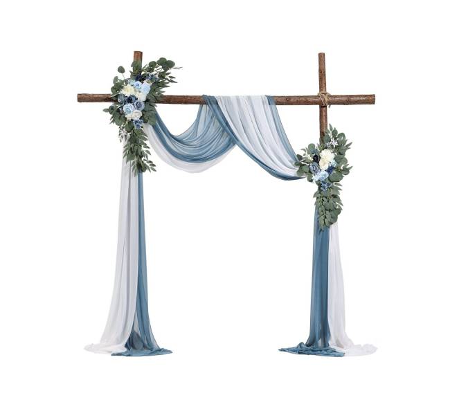 Dirbtinių gėlių rinkinys vestuvių arkai mėlynas10