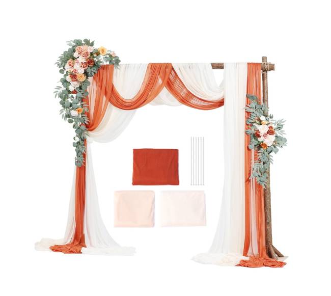 Dirbtinių vestuvių arkos gėlių rinkinys8