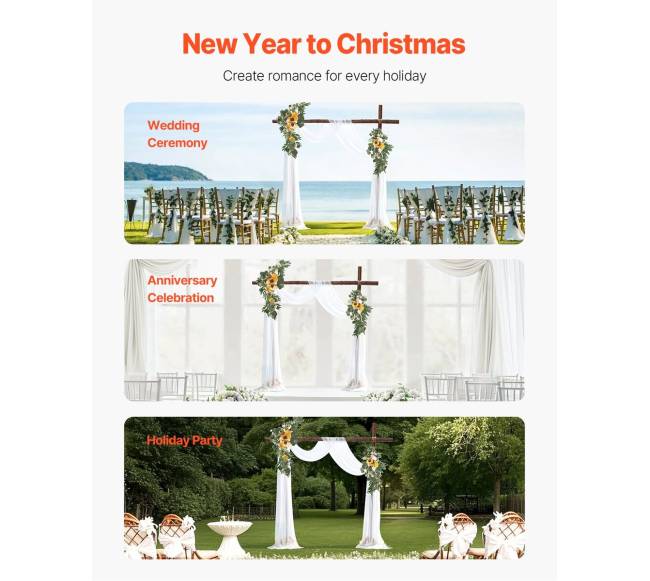 Vestuvinė geltona dirbtinių gėlių arka su audiniu5