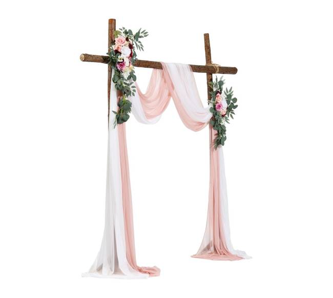 Dirbtinių gėlių rinkinys vestuvėms rožinis0