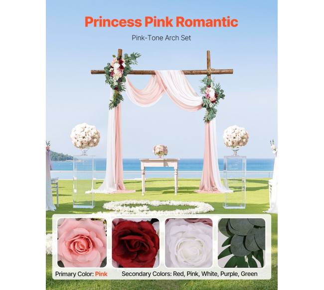 Dirbtinių gėlių rinkinys vestuvėms rožinis1