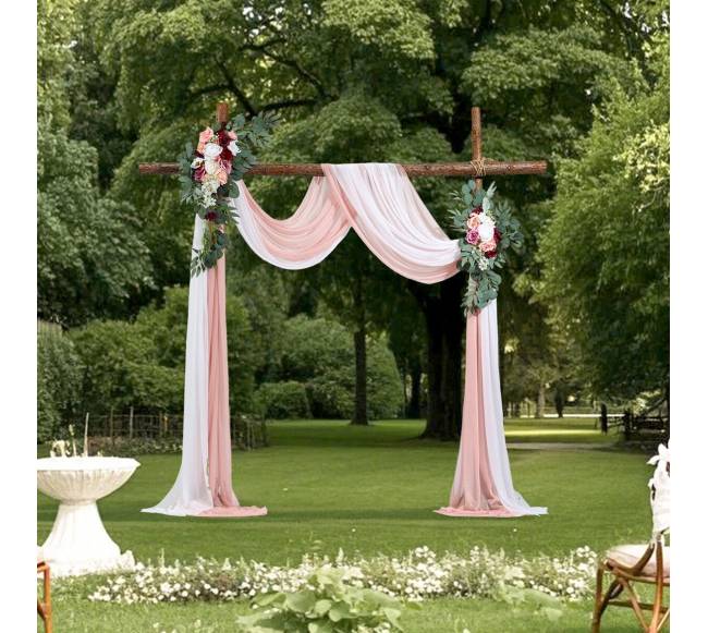 Dirbtinių gėlių rinkinys vestuvėms rožinis7