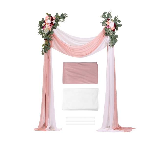 Dirbtinių gėlių rinkinys vestuvėms rožinis8