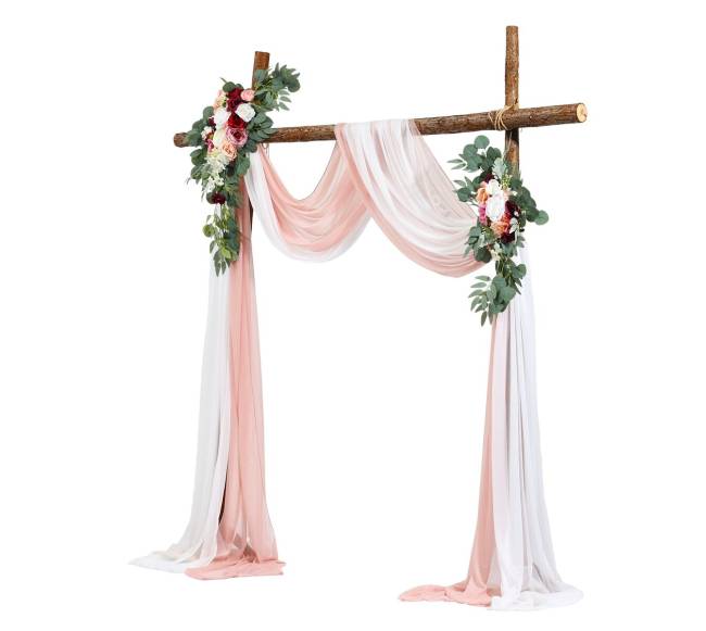 Dirbtinių gėlių rinkinys vestuvėms rožinis9