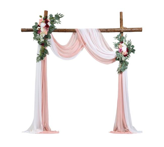 Dirbtinių gėlių rinkinys vestuvėms rožinis10