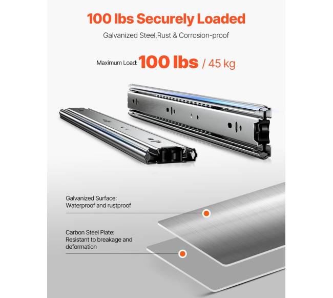 Šoninio montavimo stalčių bėgeliai, 45 cm, 10 porų3