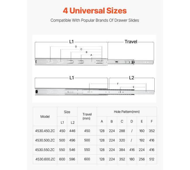 Stalčiaus spintelių slankikliai, šoninis montavimas, 20 cm, 10 porų1